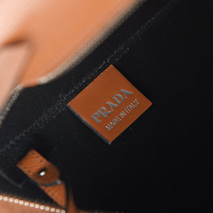 Prada Saffiano Cuir Shopping Tote Cognac Black 5 of 7