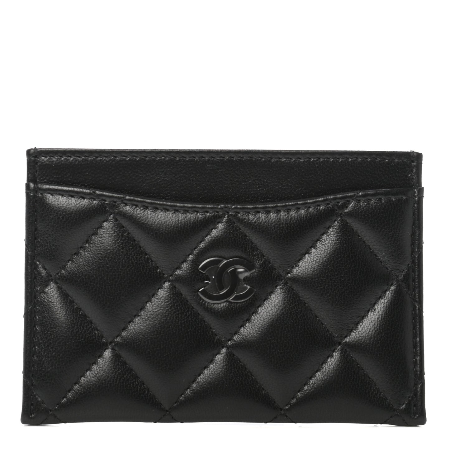 Lambskin Quilted Card Holder So Black