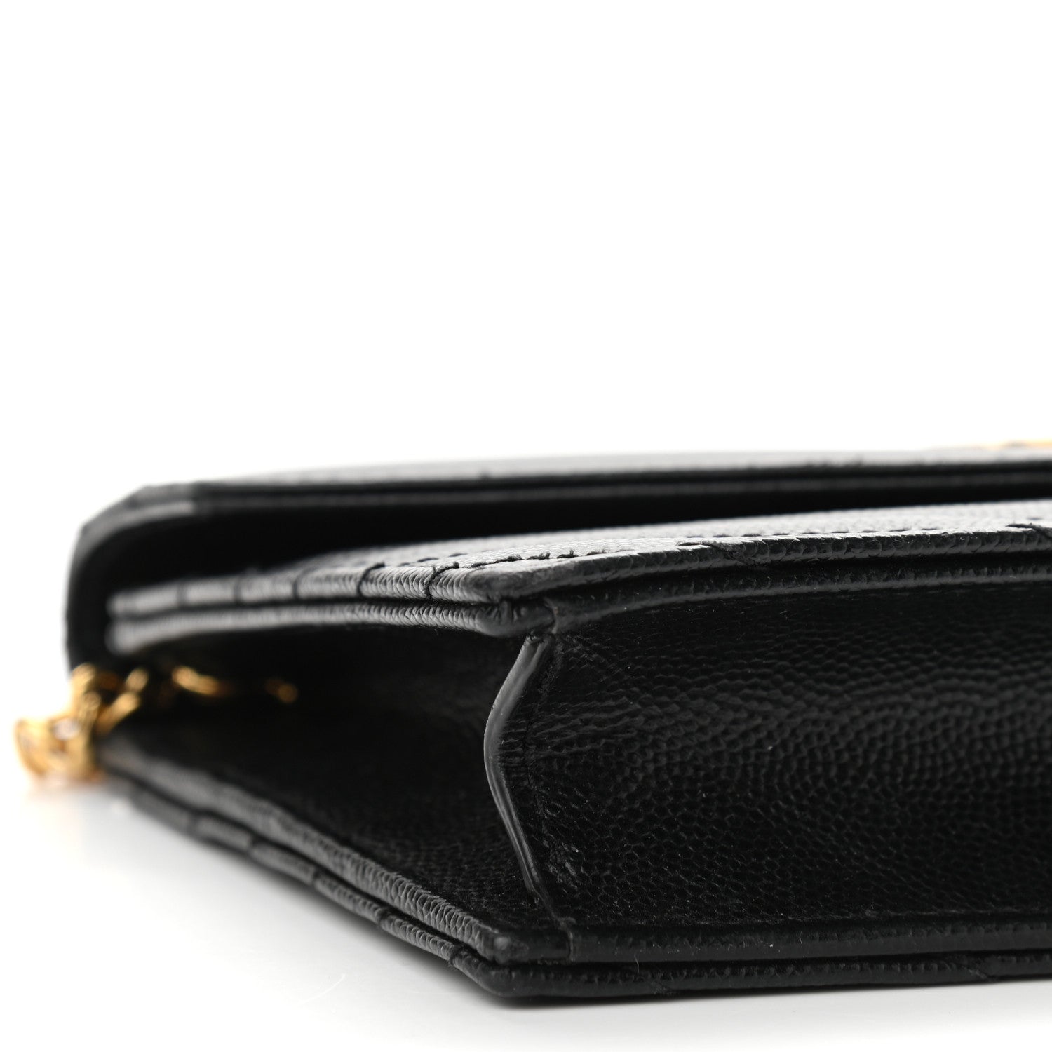 Saint Laurent Grain De Poudre Matelasse Chevron Monogram Envelope Chain Wallet Black 8 of 11