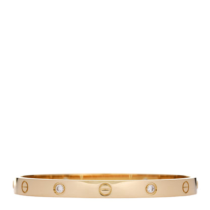 Cartier 18K Yellow Gold 4 Diamond LOVE Bracelet 19 2 of 9