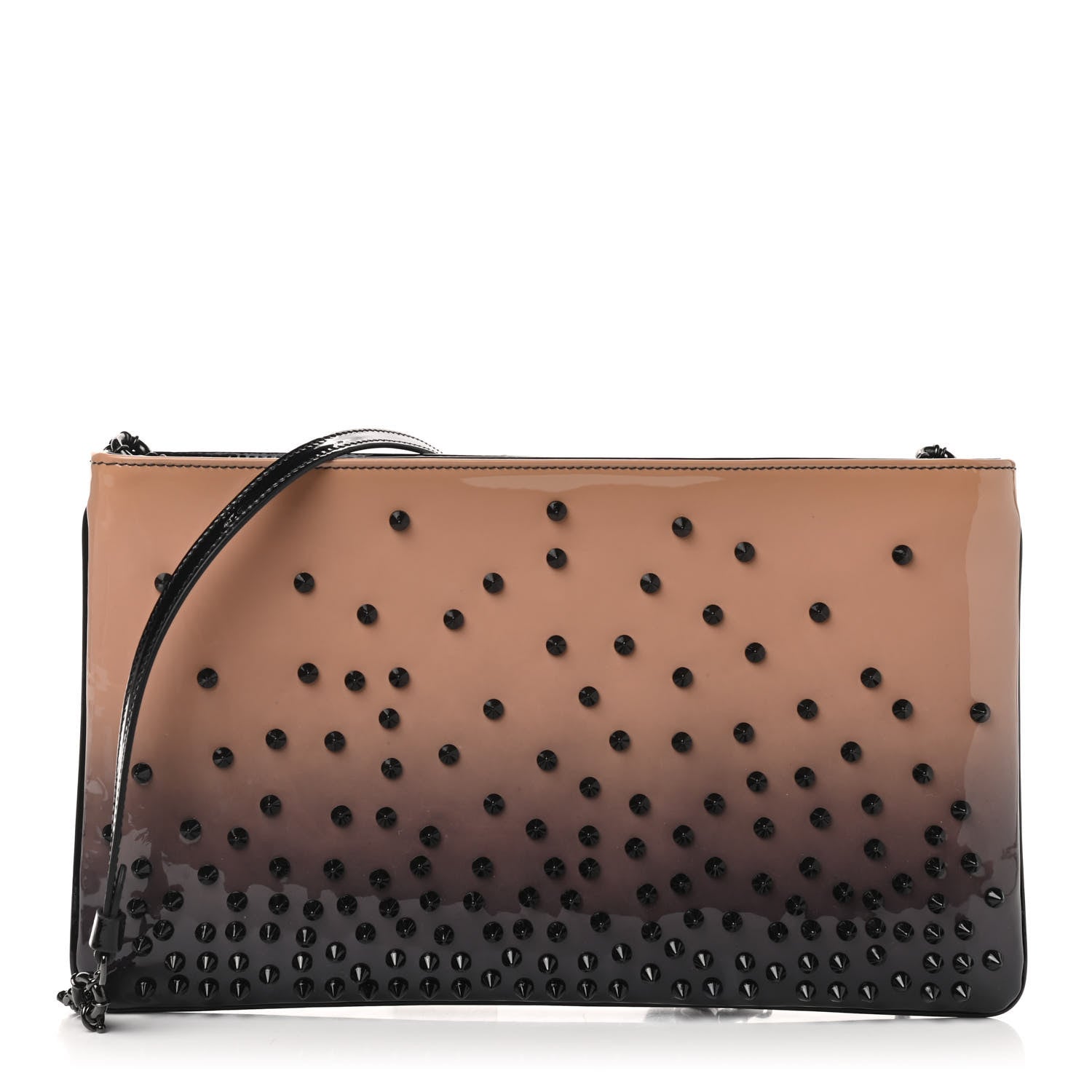 Christian Louboutin Patent Degrade Loubiposh Spiked Clutch Nude Black 1 of 9
