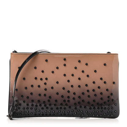 Christian Louboutin Patent Degrade Loubiposh Spiked Clutch Nude Black 1 of 9