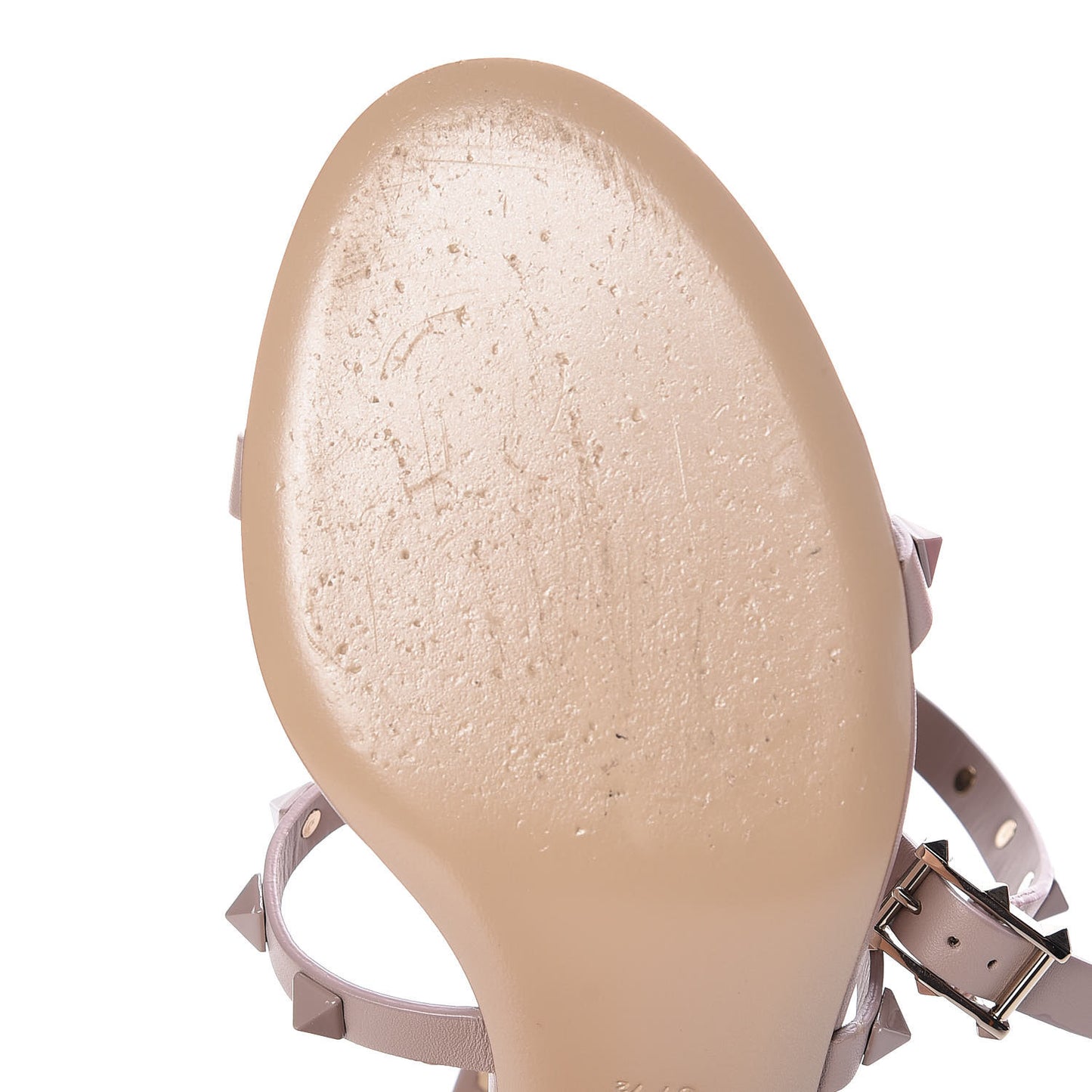 Calfskin Lacquered Monochrome Rockstud 60mm City Sandals 37.5 Poudre