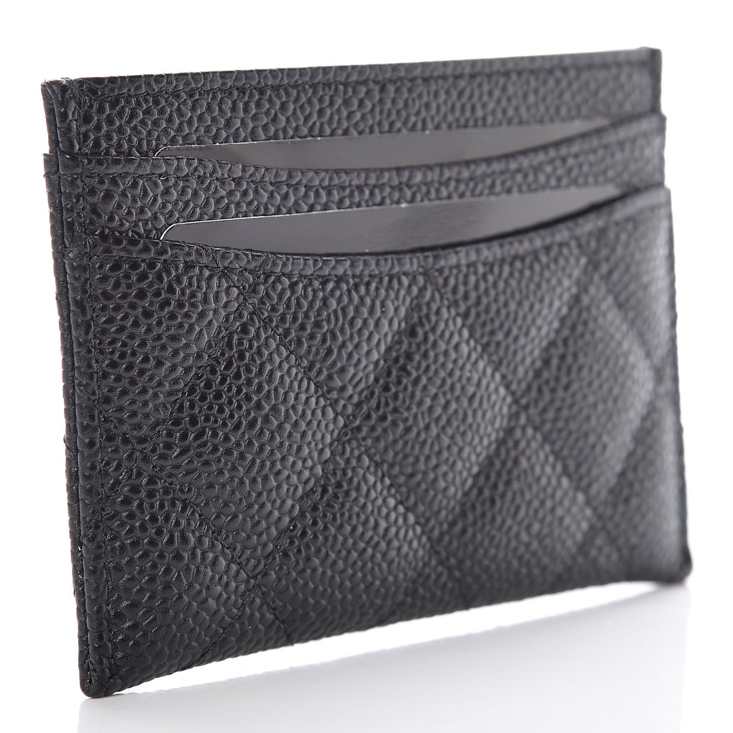 Caviar Quilted Card Holder Black