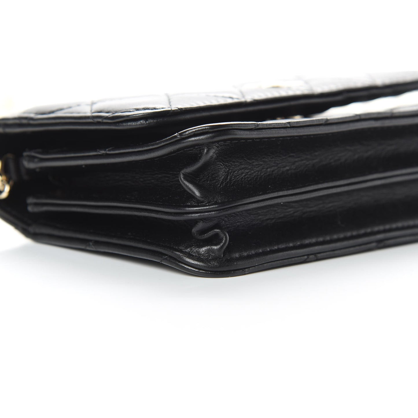 Calfskin Quilted Mini Maxi Pearls Wallet On Chain WOC Black