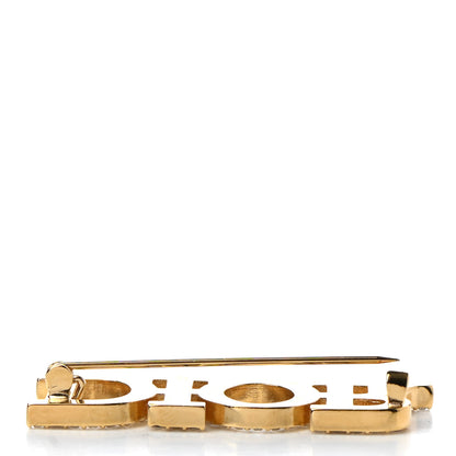 Christian Dior Crystal Dior Logo Brooch Gold 4 of 5