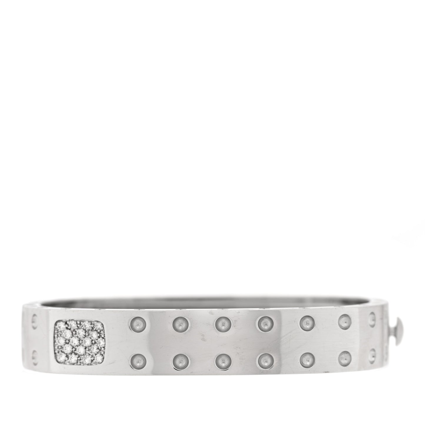 18K White Gold Diamond Pois Moi 2 Row Bangle Bracelet