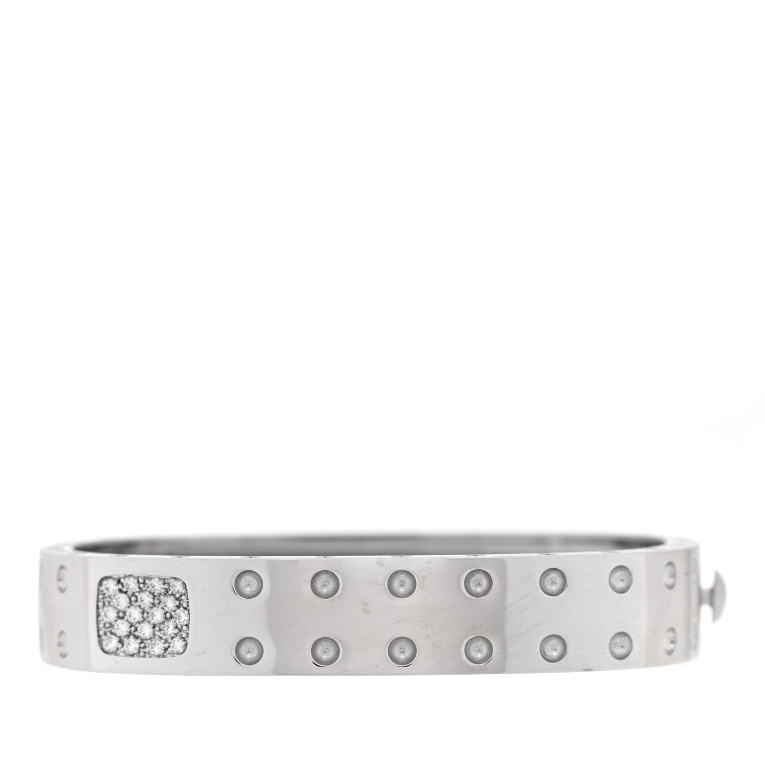 Roberto Coin 18K White Gold Diamond Pois Moi 2 Row Bangle Bracelet 1 of 3