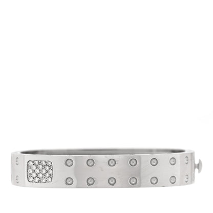 Roberto Coin 18K White Gold Diamond Pois Moi 2 Row Bangle Bracelet 1 of 3
