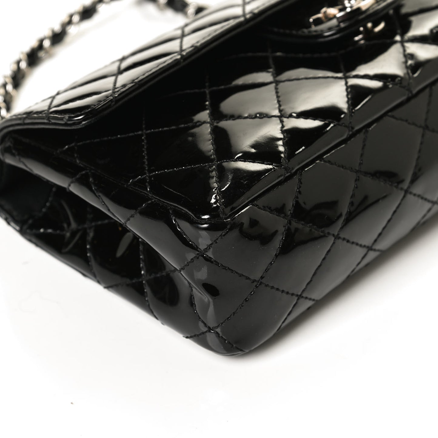 Patent Quilted Jumbo Diagonal CC Flap Black