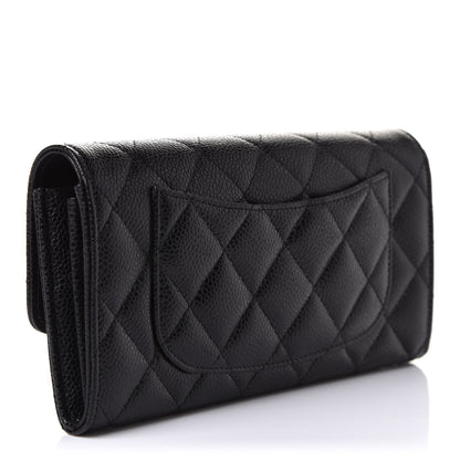 Chanel Caviar Quilted Large Gusset Flap Wallet Black 3 of 9