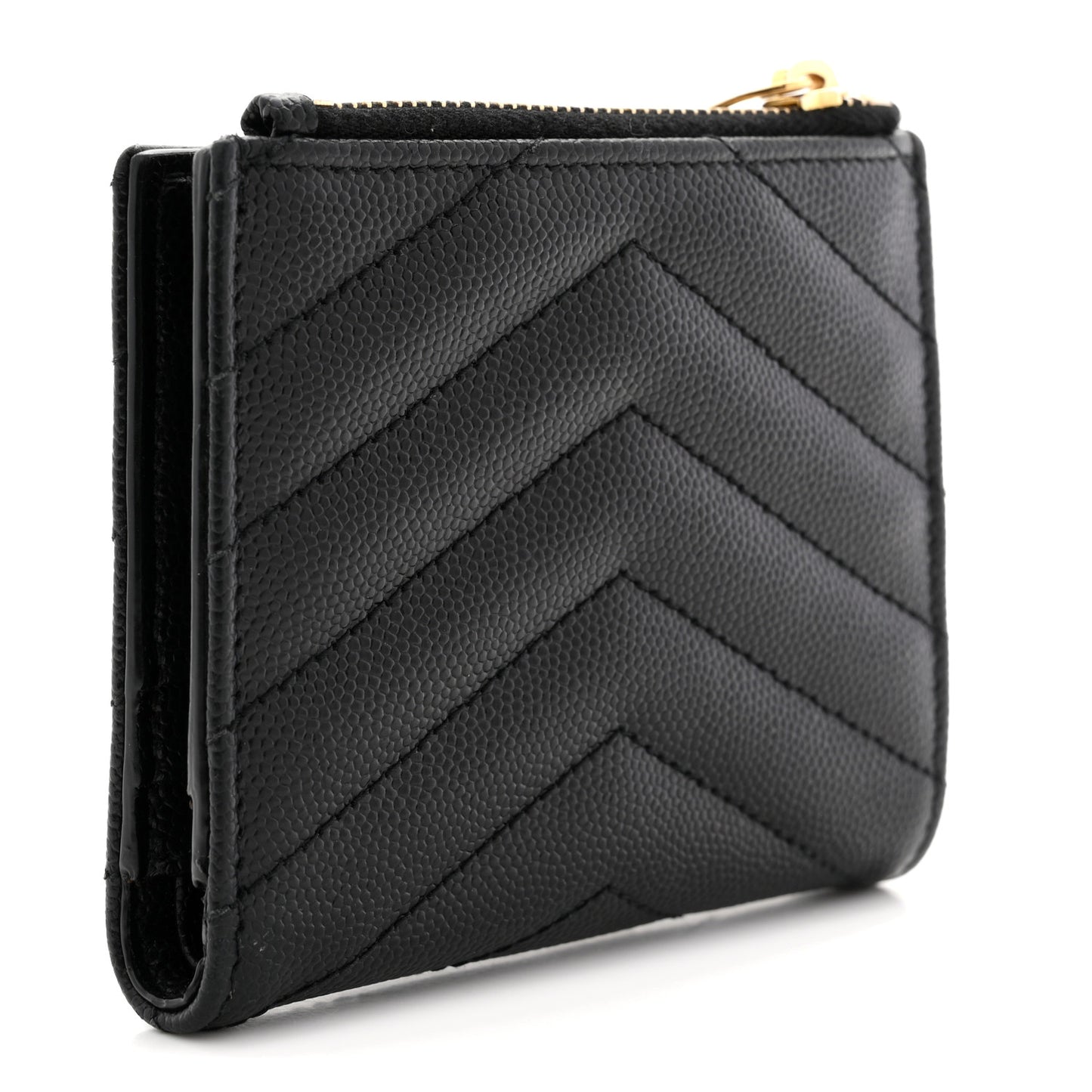 Grain De Poudre Matelasse Chevron Monogram Zipped Card Case Black