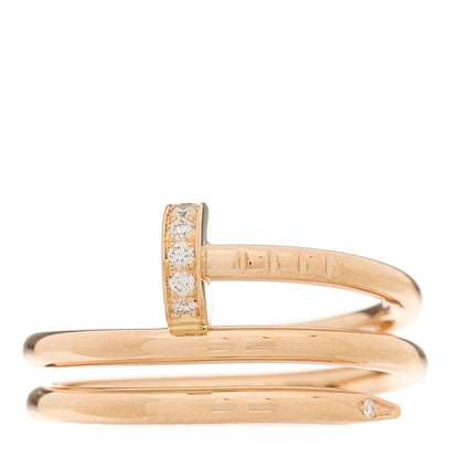 Cartier 18K Pink Gold Diamond Double Juste Un Clou Ring 50 5.25 1 of 5