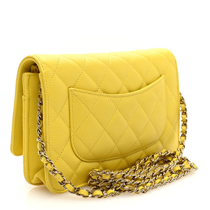 Chanel Caviar Quilted Wallet on Chain WOC Yellow 3 of 10