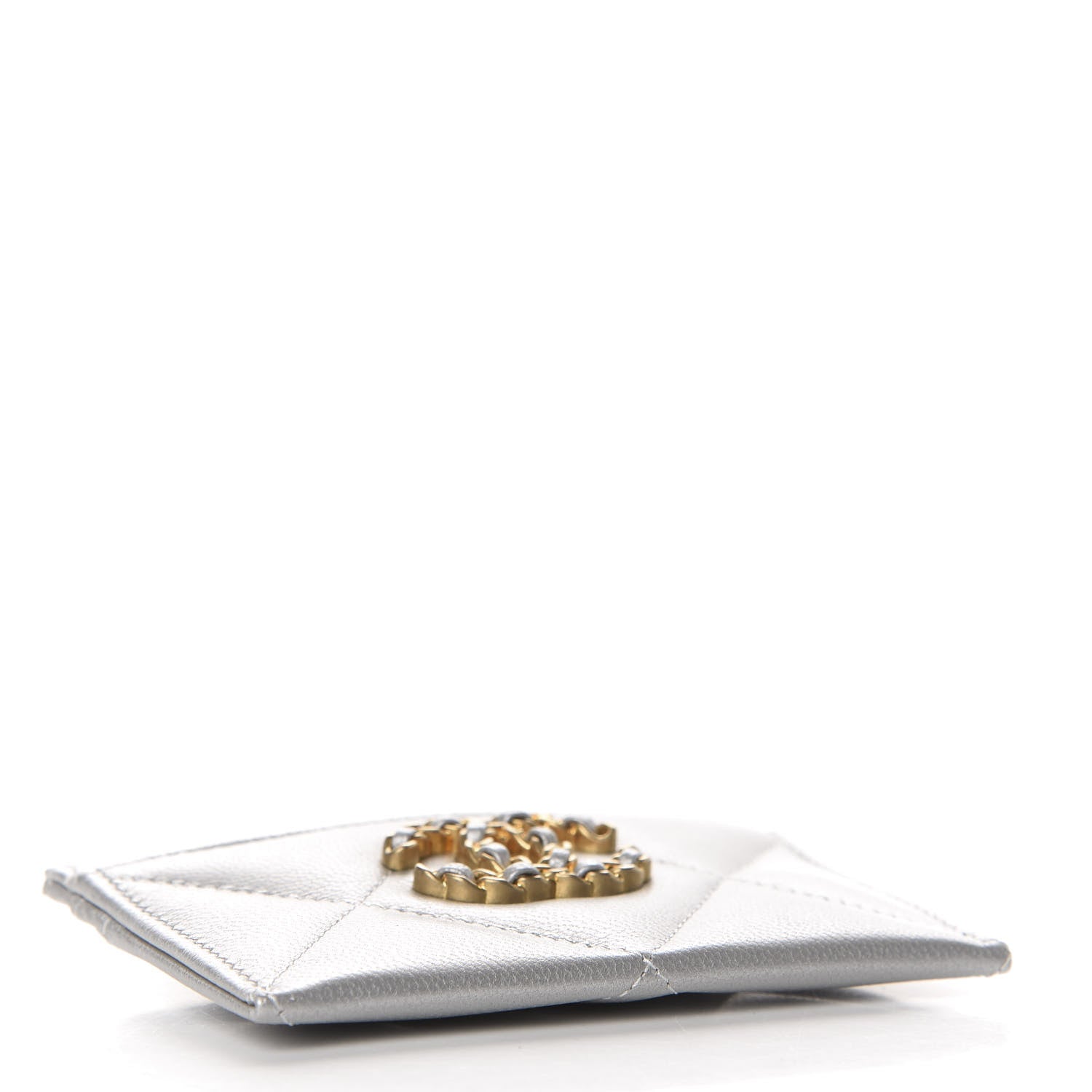 Chanel Metallic Goatskin Quilted 19 Card Holder Silver 4 of 9