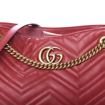 Gucci Calfskin Matelasse Medium GG Marmont Shoulder Tote Bag Hibiscus Red 12 of 12