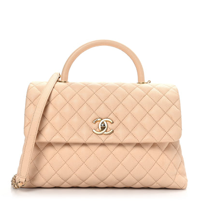 Chanel Caviar Quilted Medium Coco Handle Flap Light Beige 1 of 13