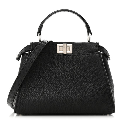 Fendi Cuoio Romano Selleria Bi-Color Mini Peekaboo Iconic Satchel Black Mou 1 of 10