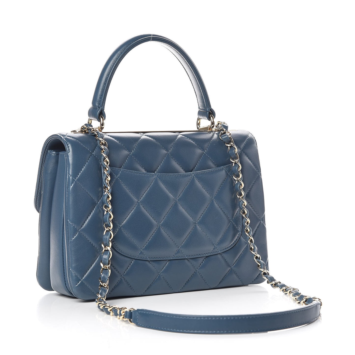 CHANELLambskinQuiltedSmallTrendyCCFlapDualHandleBagBlue