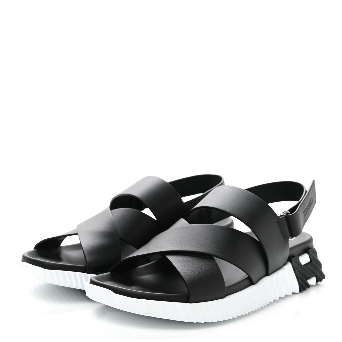 Calfskin Goatskin Mens Electric Sandals 43 Black White