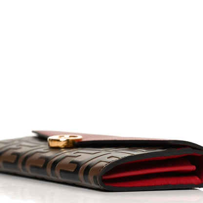 Fendi Vitello Cruise F is Fendi Bi-Color FF 1974 Embossed Continental Envelope Wallet Maya Black Fragola 8 of 11