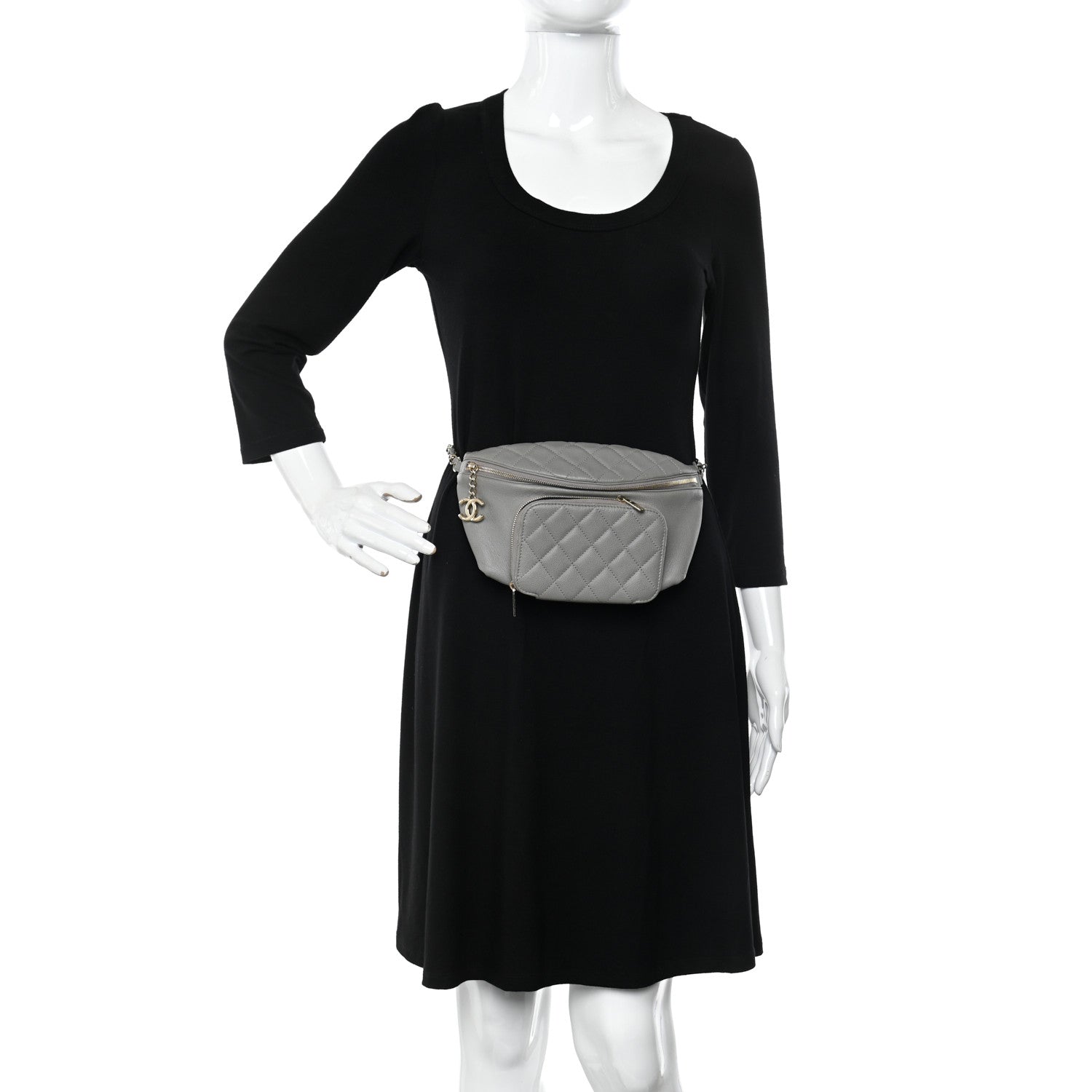 Chanel Caviar Quilted Business Affinity Waist Bag Grey 2 of 10