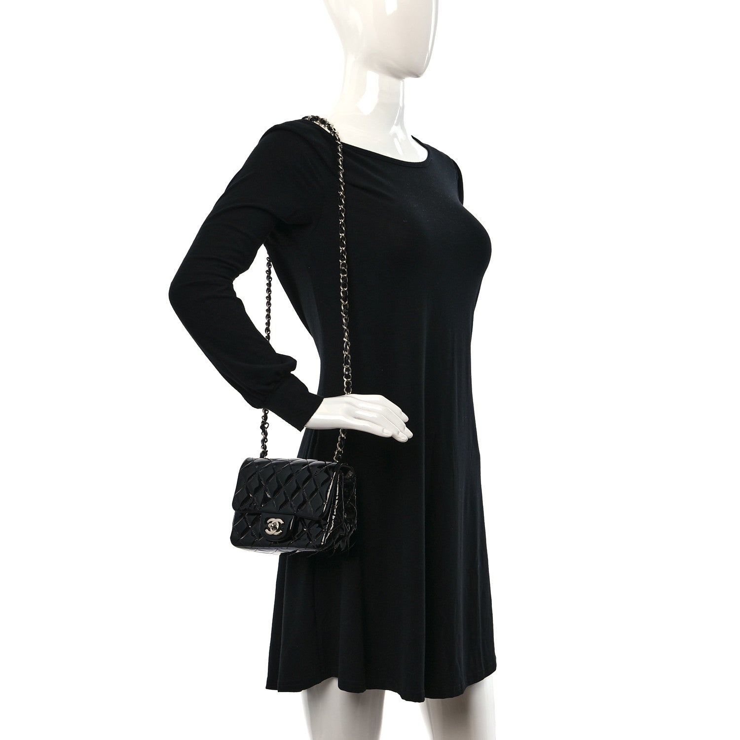 Chanel Patent Calfskin Quilted Mini Square Flap Black 2 of 13