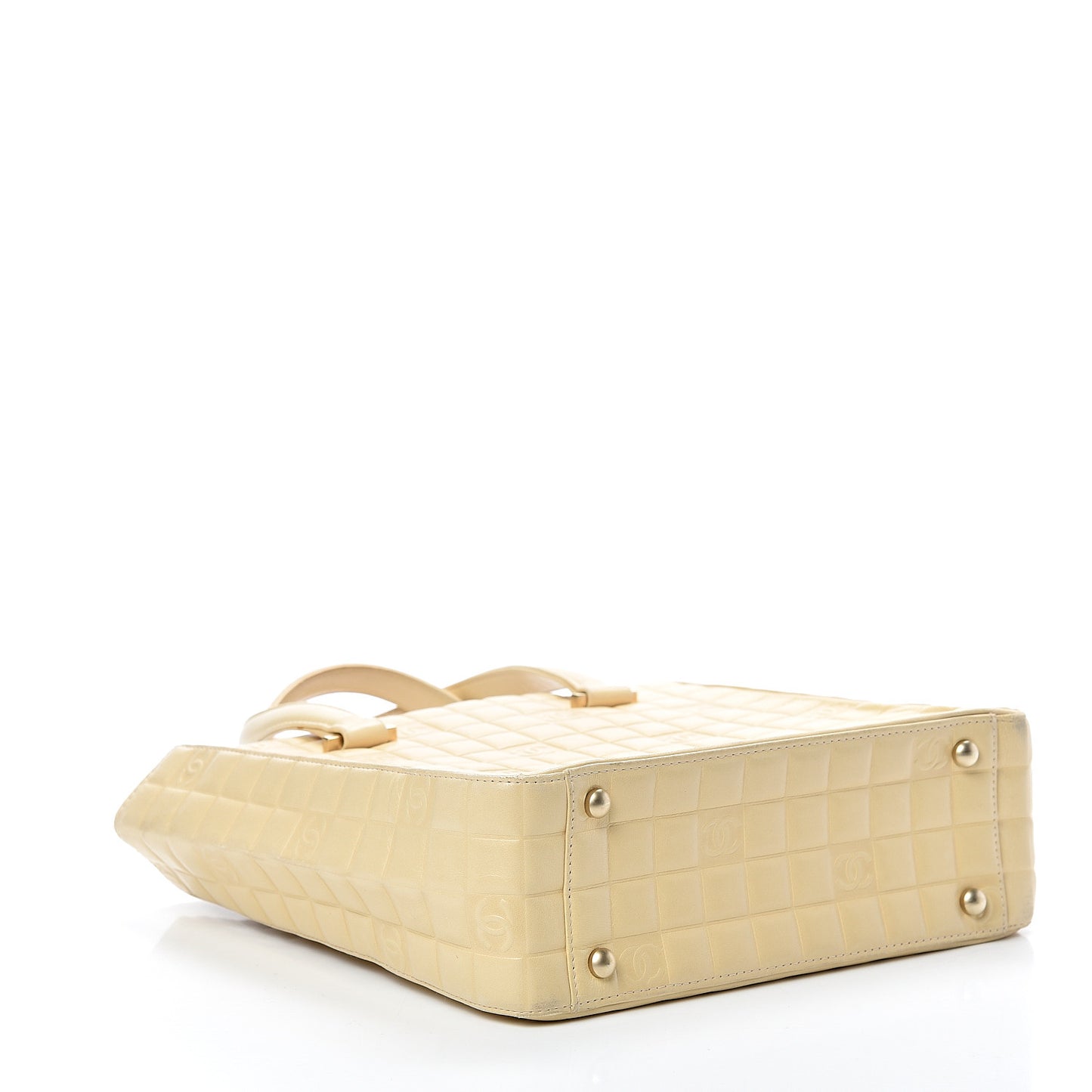 Lambskin Quilted Chocolate Bar Tote Beige