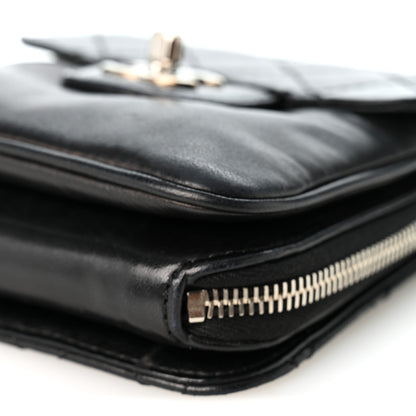 Chanel Lambskin Quilted Clams Wallet On Chain Black 10 of 11