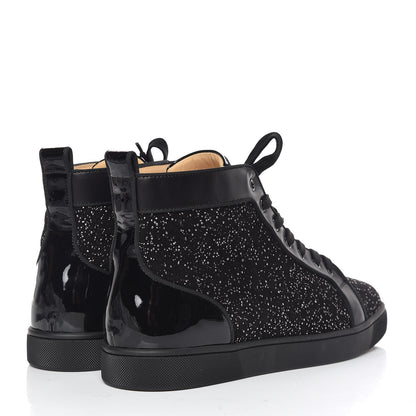 Christian Louboutin Crystal Veau Velours Patent Calfskin Mens Louis Orlato Flat Sneakers 44.5 Black 4 of 8