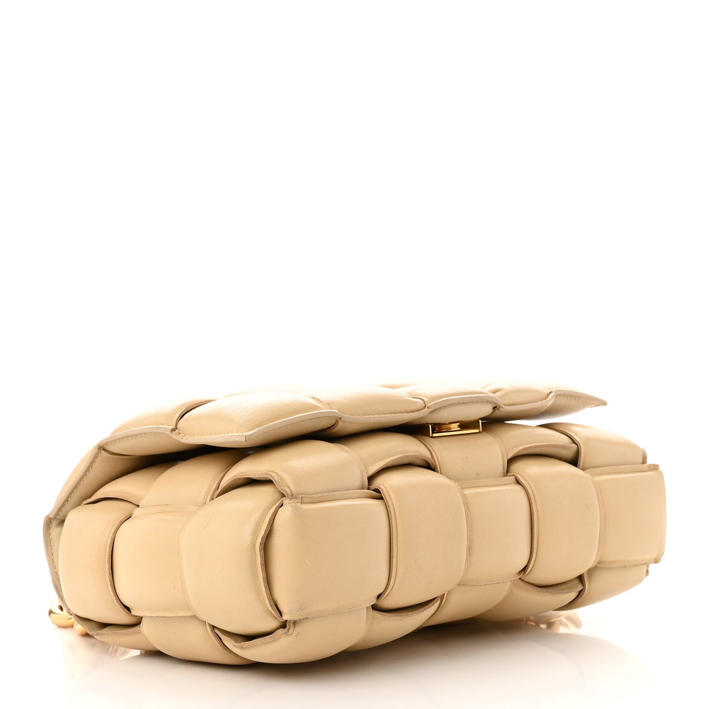 Lambskin Maxi Intreccio Padded Chain Cassette Crossbody Bag Porridge