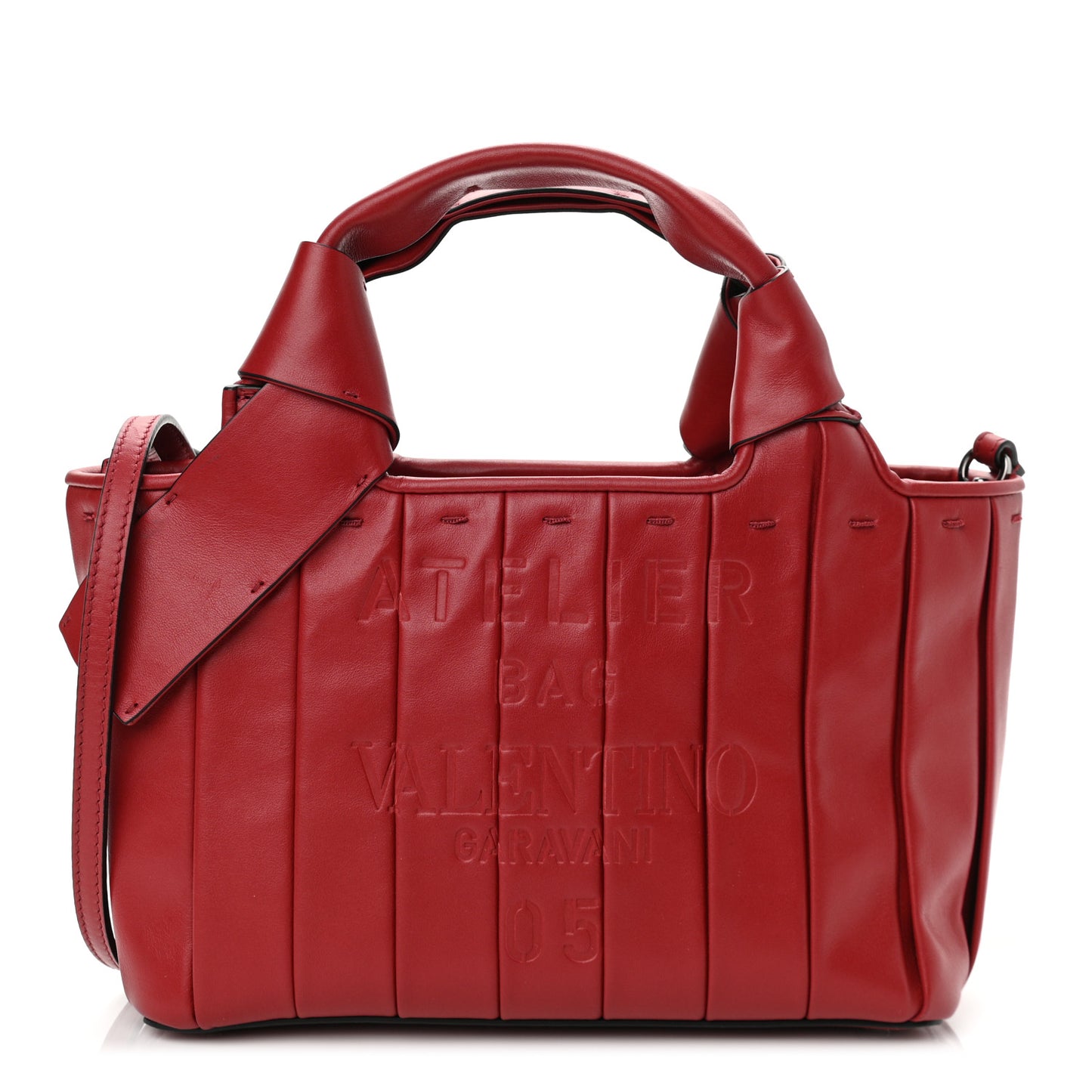 Nappa Atelier 05 Plisse Edition Small Tote Bag Rosso Valentino