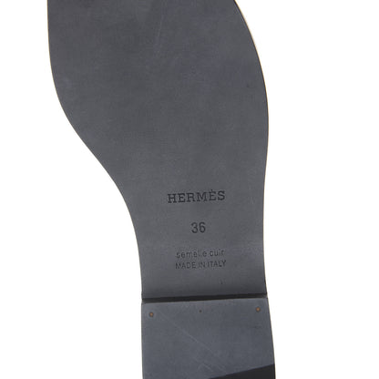 Hermes Box Calfskin Oran Sandals 36 Black 6 of 9