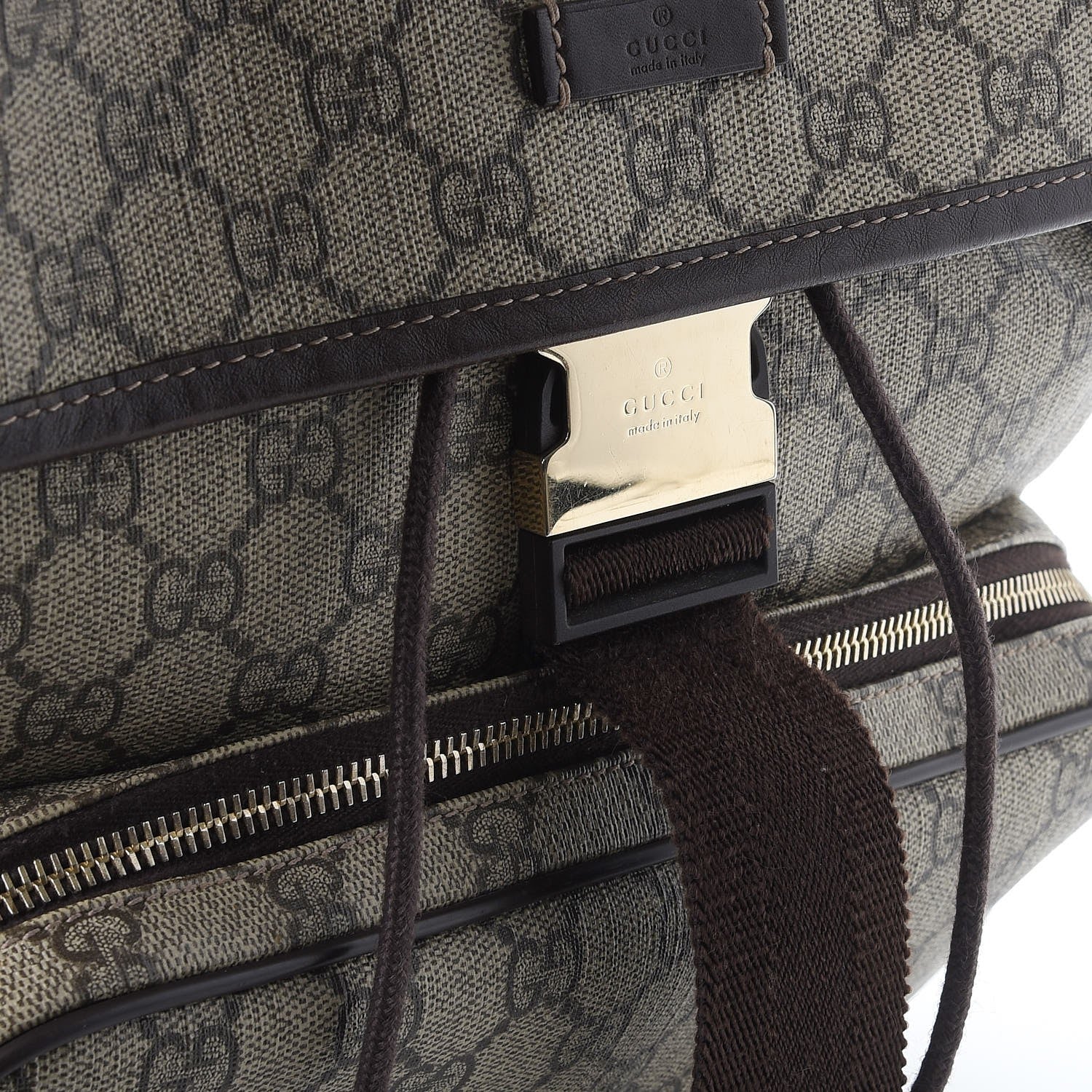 Gucci GG Supreme Monogram Medium Single Buckle Rucksack Backpack Beige Ebony Brown 8 of 8