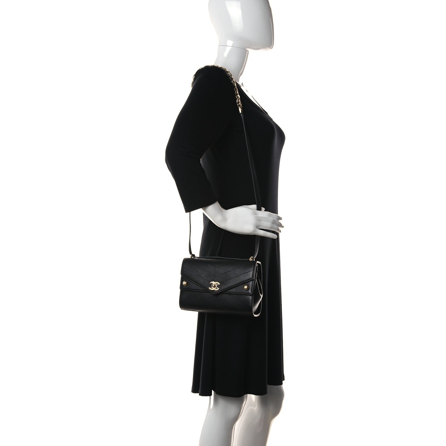 Chanel Calfskin Chevron Quilted Casual Trip Flap Black 2 of 11