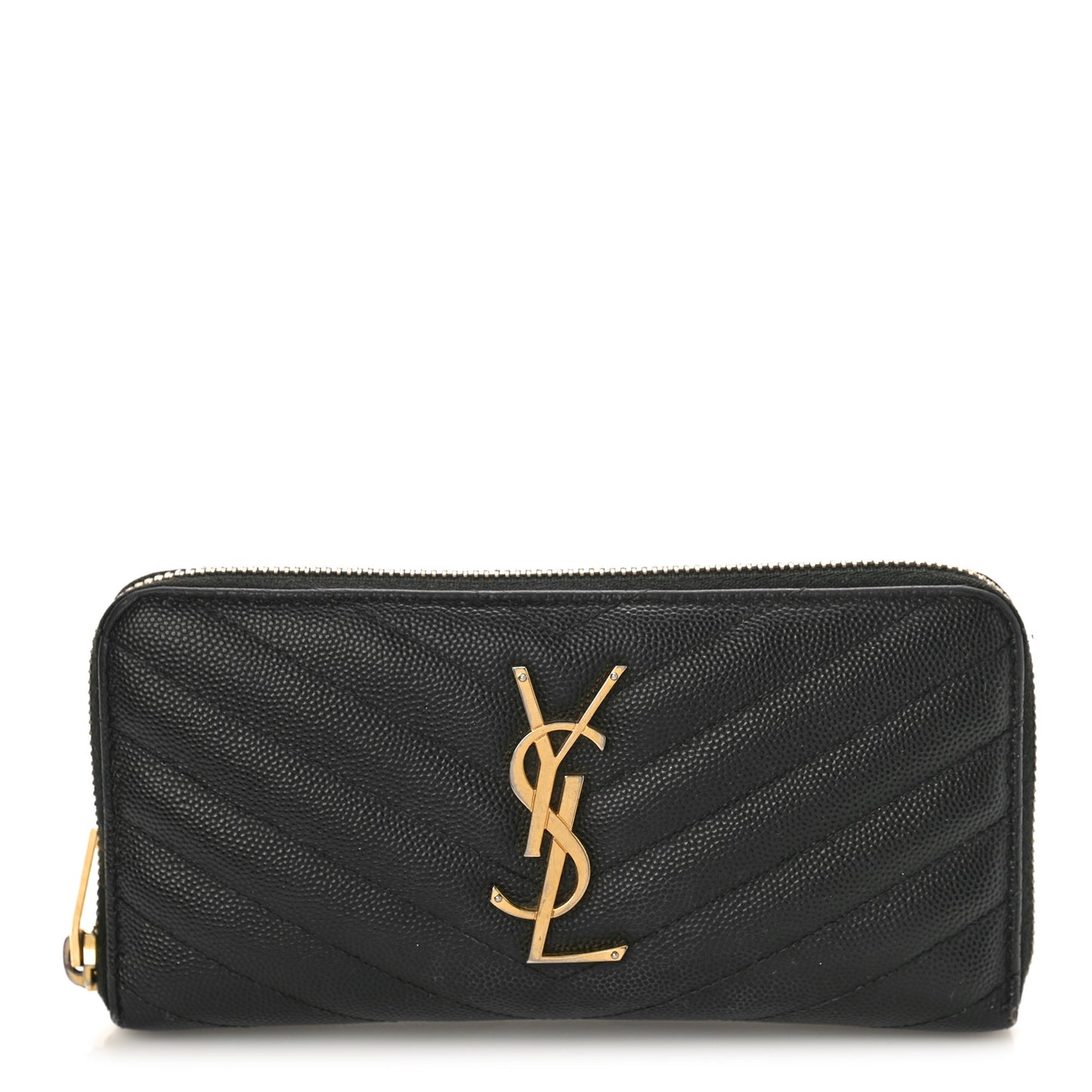 Grain De Poudre Matelasse Chevron Monogram Zip Around Wallet Black