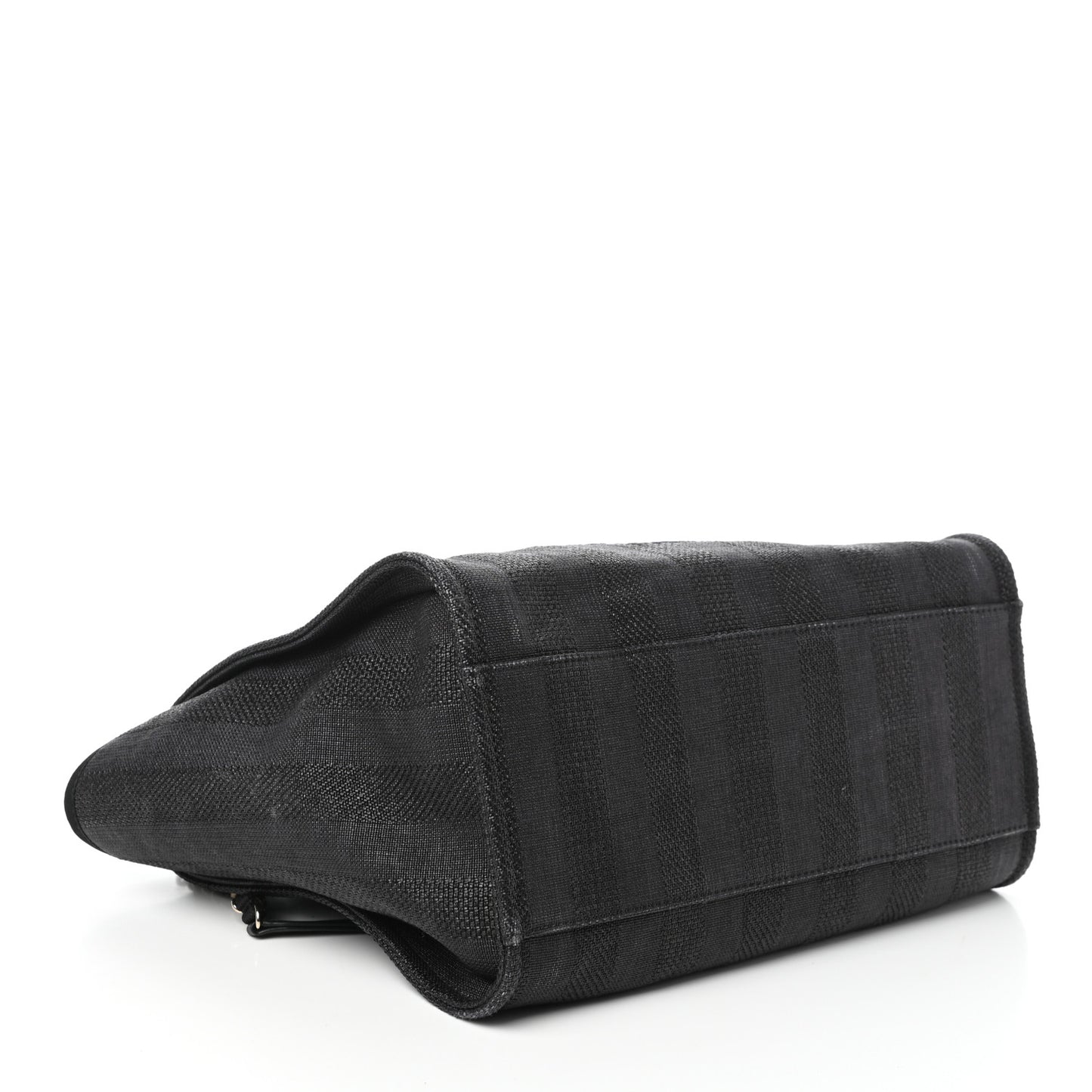 Mixed Fibers Calfskin Striped Medium Deauville Tote Black
