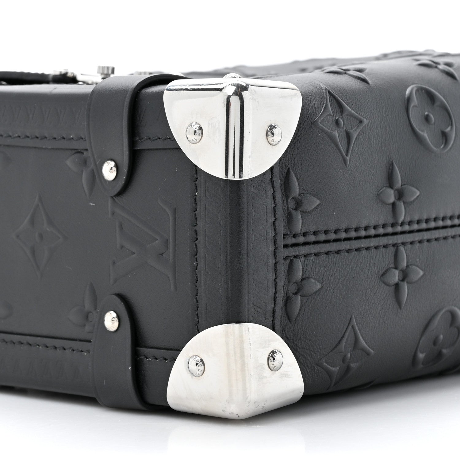 Louis Vuitton Calfskin Debossed Monogram Side Trunk Black 9 of 11