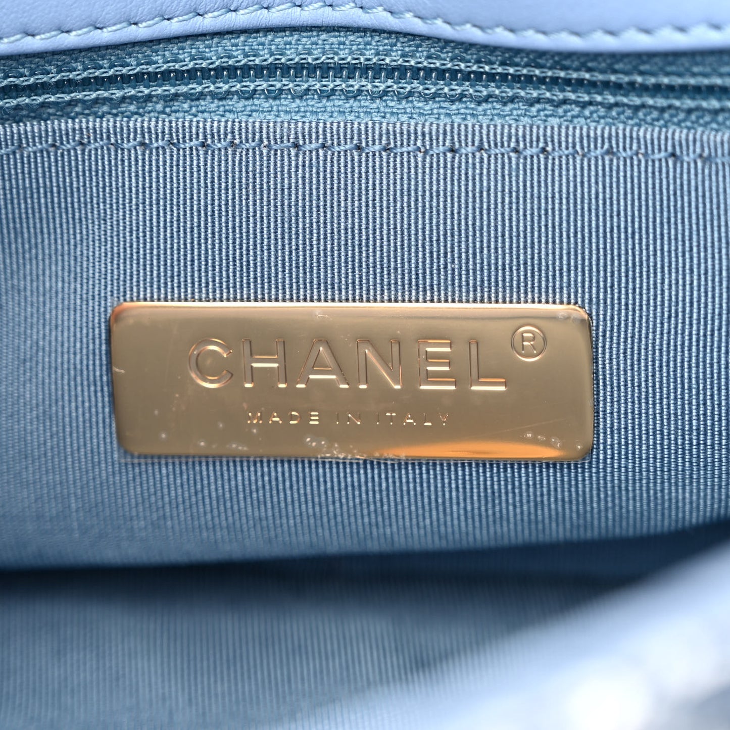 Sequin Quilted Medium Chanel 19 Flap Light Blue