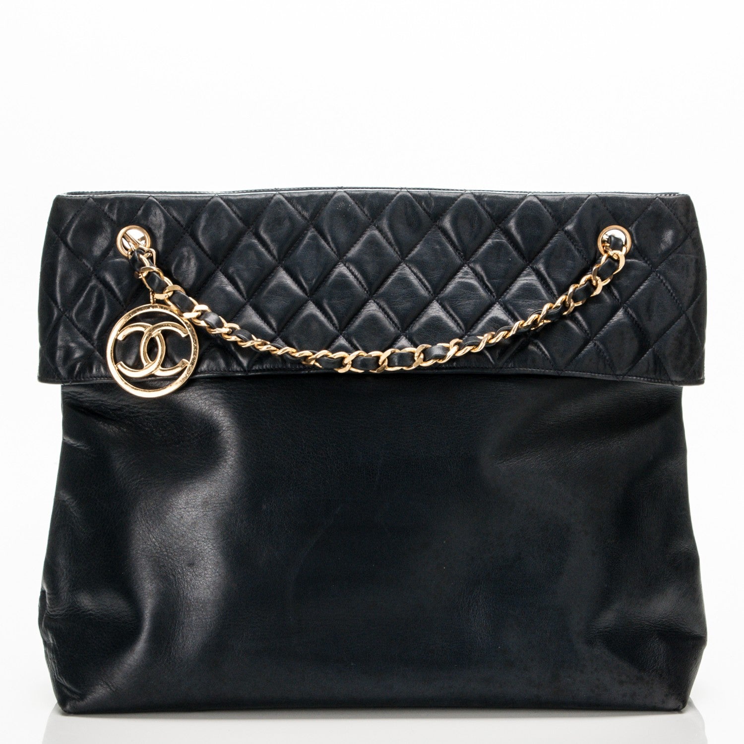 Chanel Calfskin Quilted Shoulder Bag Navy Blue 1 of 8