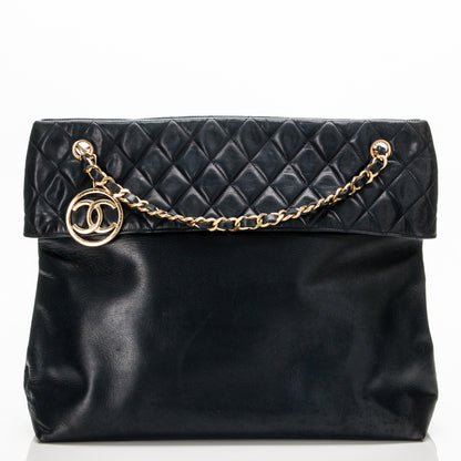 Chanel Calfskin Quilted Shoulder Bag Navy Blue 1 of 8