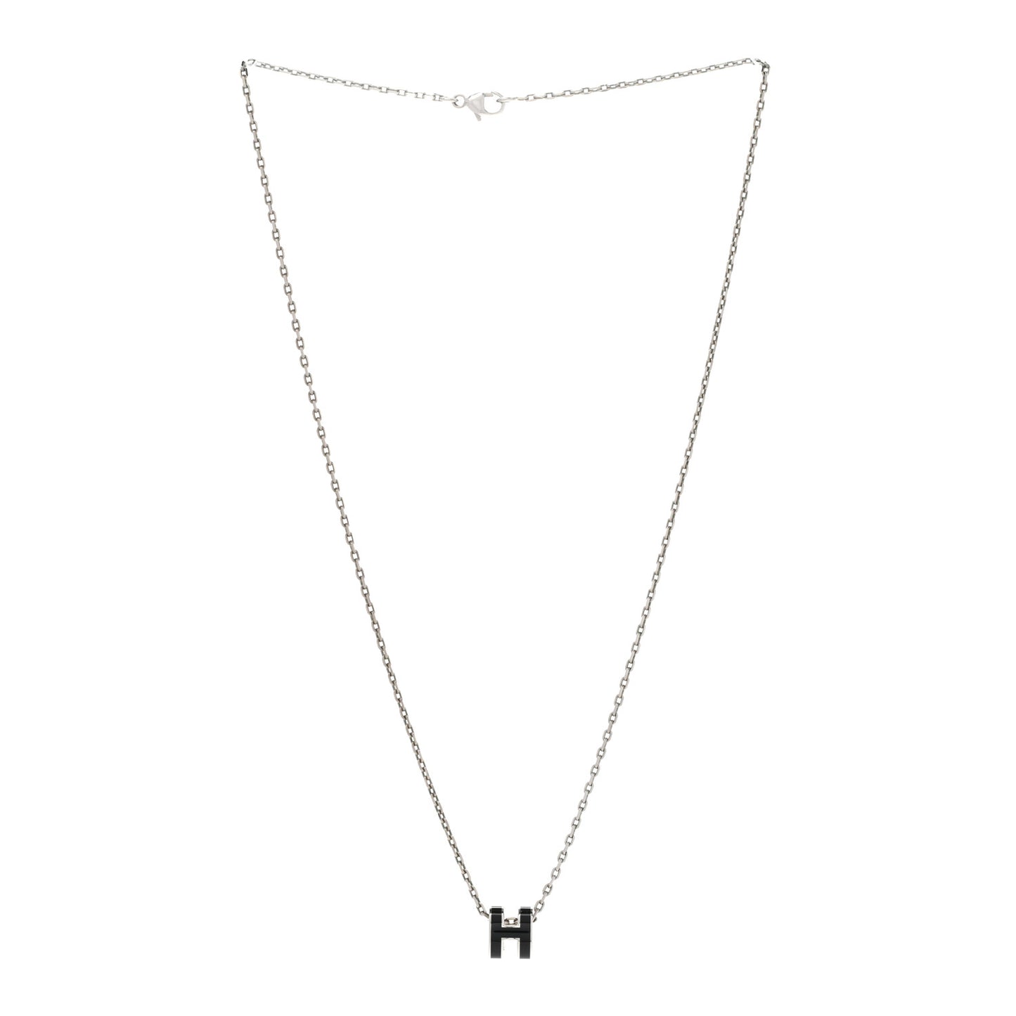 Lacquered Palladium Mini Pop H Pendant Necklace Black