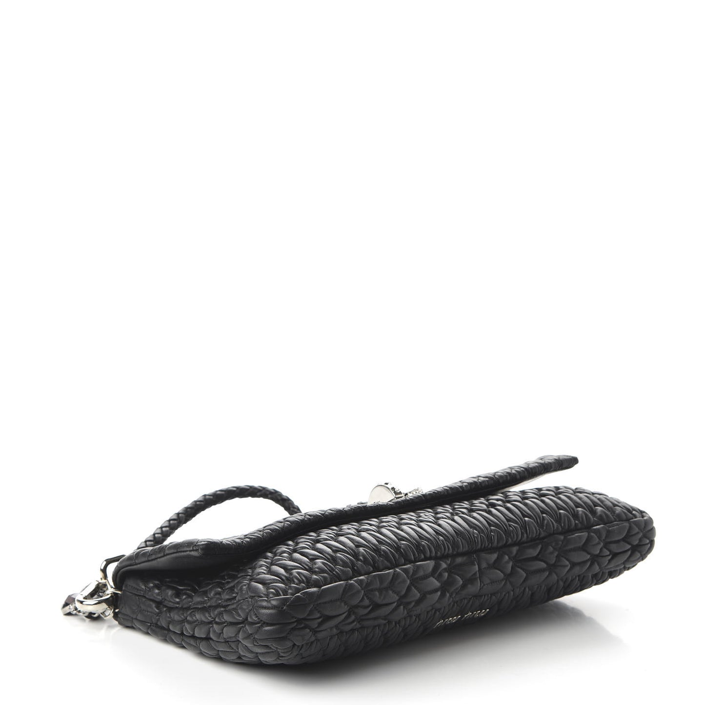 Nappa Matelasse Crystal Flap Clutch Black