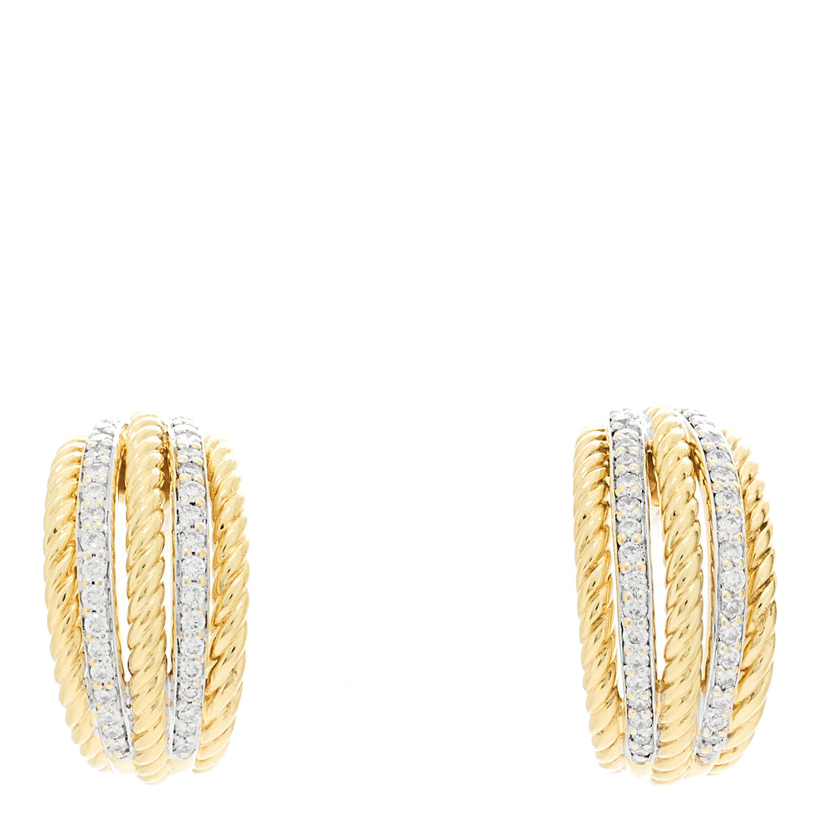 David Yurman 18K Yellow Gold Diamond Lantana Cable Earrings 1 of 4
