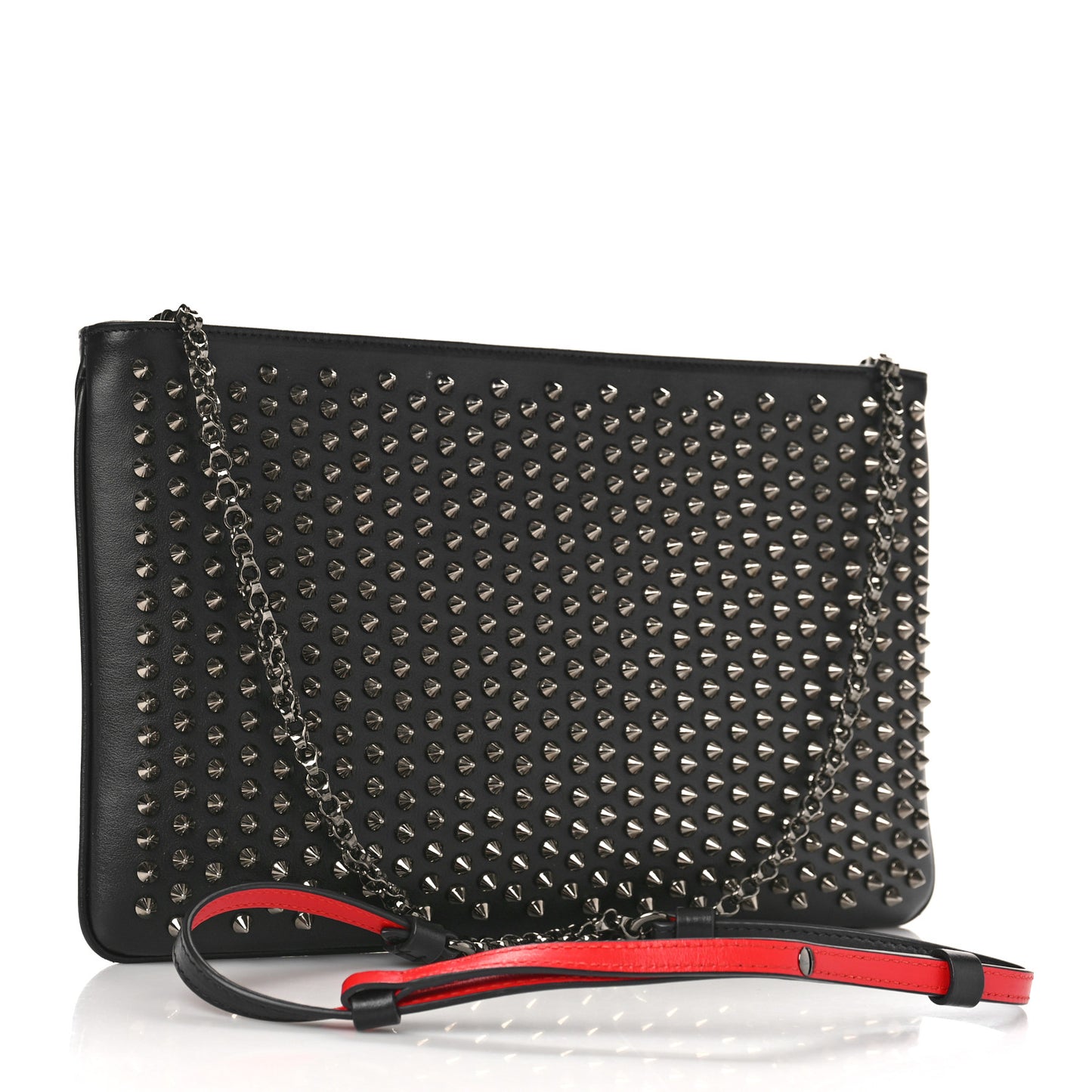 Calfskin Studded Loubiposh Clutch Black