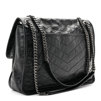 Saint Laurent Crinkled Calfskin Matelasse Monogram Large Niki Chain Satchel Black 3 of 13