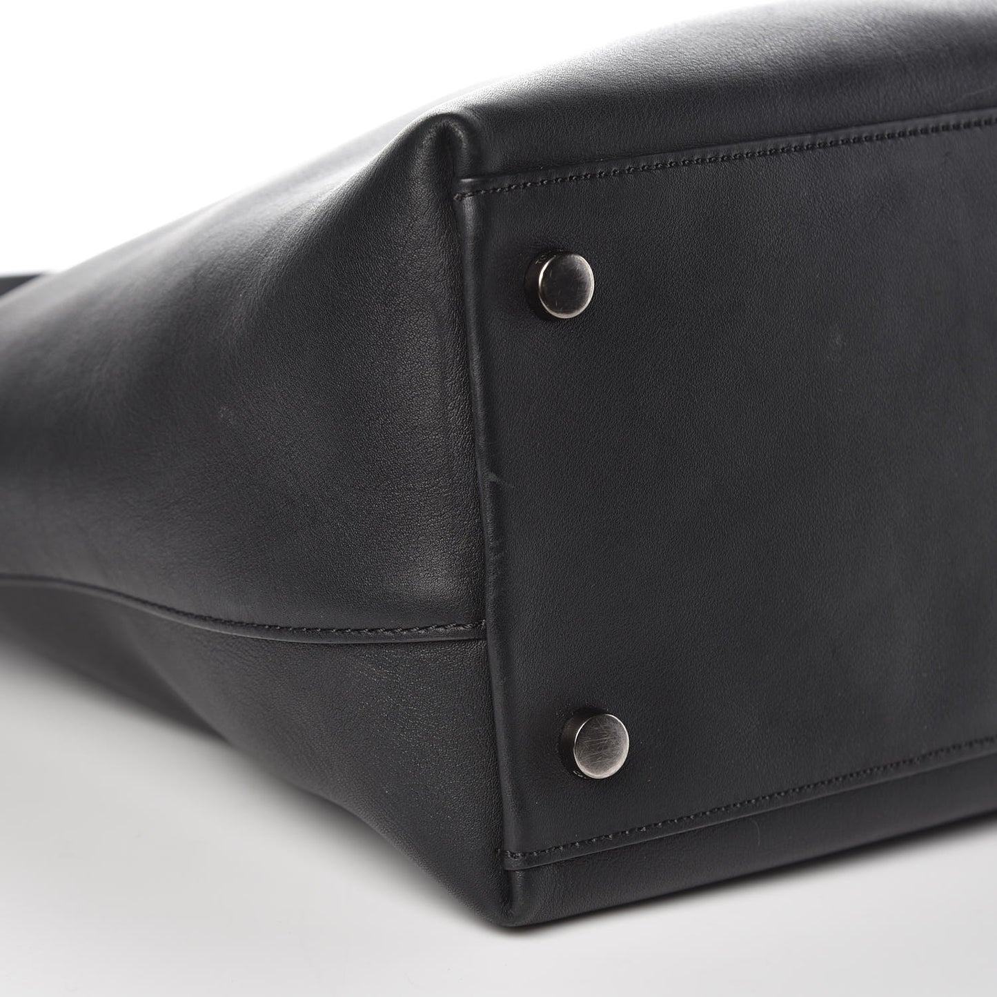 Calfskin Fisherman Hook Drawstring Hobo Bag Black