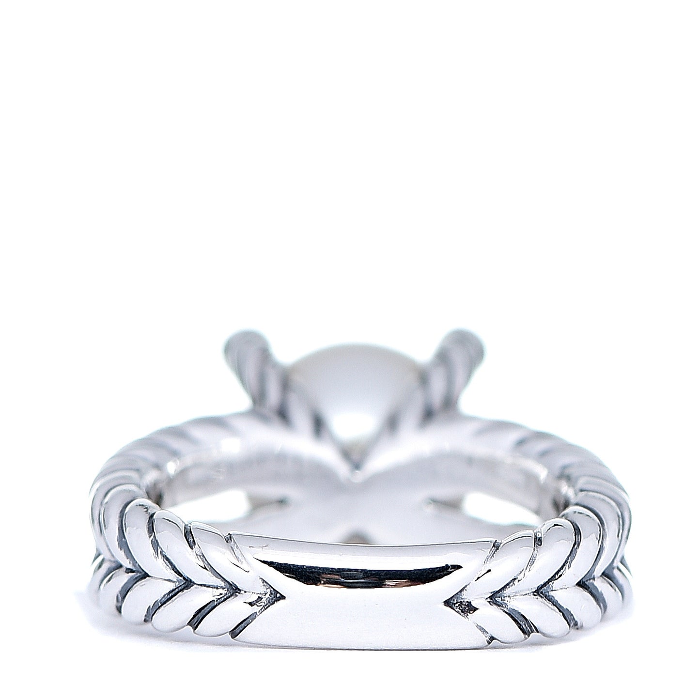 Sterling Silver Diamond Pearl 10mm Cable Ring 52 6