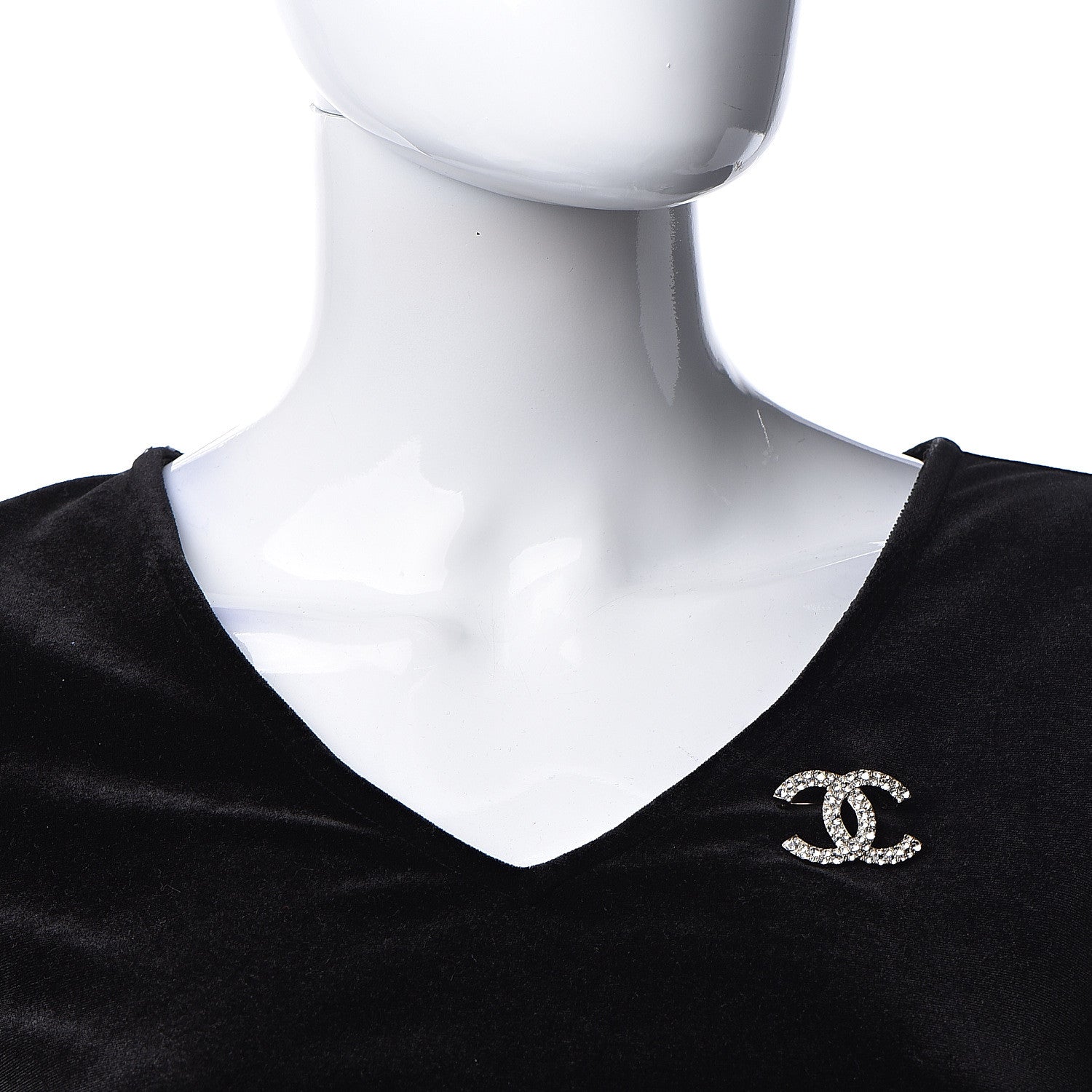 Chanel Crystal CC Brooch Light Gold 2 of 5
