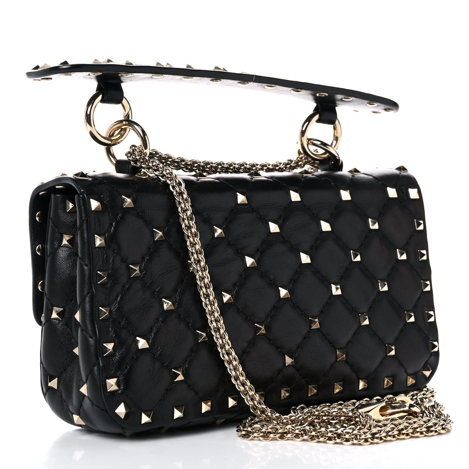 Valentino Garavani Lambskin Small Rockstud Spike Shoulder Bag Black 3 of 14
